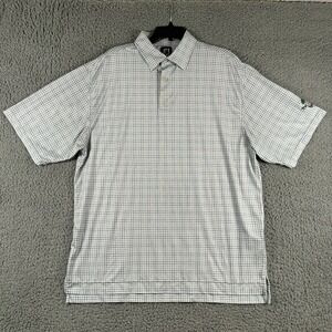 Footjoy‎ Shirt Men's Large Blue White Check Performance Golf Polo